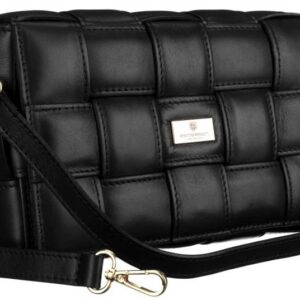 elegancka skórzana listonoszka z motywem plecionki — peterson