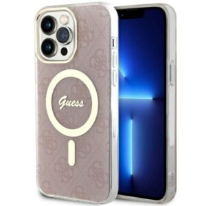 guess guhmp13xh4stp iphone 13 pro max 6.7" różowy/pink hardcase 4g magsafe