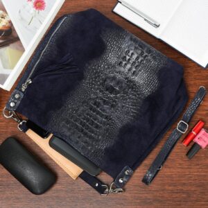 torebka skórzana zamszowa shopper w10