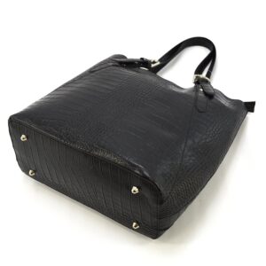 duża torebka skórzana shopper  kroko vp002k czarny