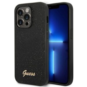 guess guhcp14xhggshk iphone 14 pro max 6,7" czarny/black hard case glitter script