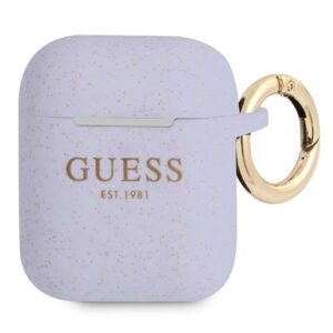 guess gua2sggeu airpods cover purpurowy/purple silicone glitter