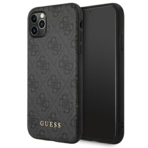 guess guhcn65g4gfgr iphone 11 pro max 6,5" szary/grey hard case 4g metal gold logo