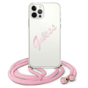 guess guhcp12mcrtvspi iphone 12/12 pro 6,1" różowy/pink hardcase script vintage