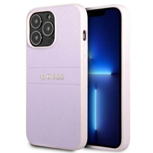 guess guhcp13lpsasbpu iphone 13 pro / 13 6,1" fioletowy/purple saffiano hot stamp & metal logo