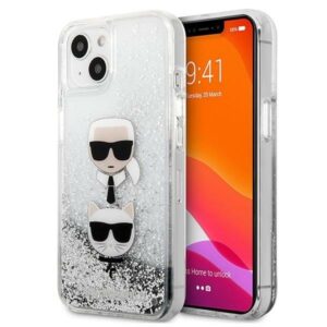 karl lagerfeld klhcp13skicgls iphone 13 mini 5,4" srebrny/silver hardcase liquid glitter karl&choupette head