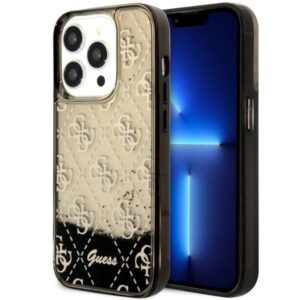 guess guhcp14llc4psgk iphone 14 pro 6.1" czarny/black hardcase liquid glitter 4g transculent