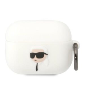 karl lagerfeld klaprunikh airpods pro cover biały/white silicone karl head 3d