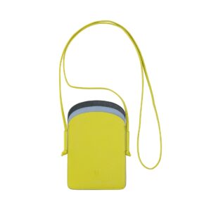 dudu mobile phone necklace pouch in leather, slim wallet bag for smartphone, adjustable strap, cards holder