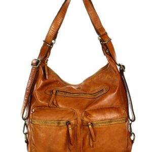 marco mazzini miejska torebka plecak skórzana convertible leather bag brąz camel