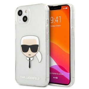 karl lagerfeld klhcp13skhtugls iphone 13 mini 5,4" srebrny/silver hardcase glitter karl`s head
