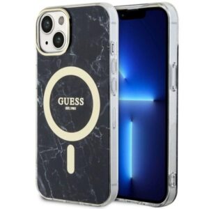 guess guhmp14spcumak iphone 14 6.1" czarny/black hardcase marble magsafe