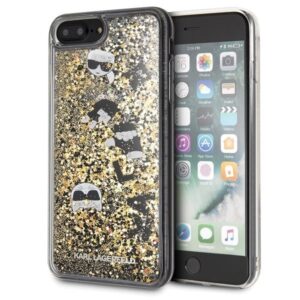 karl lagerfeld klhci8lrogo iphone 7/8 plus czarno-złoty/black & gold hard case glitter