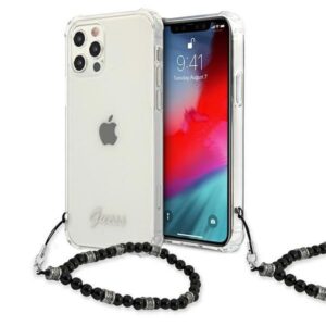 guess guhcp12mkpsbk iphone 12/12 pro 6,1" transparent hardcase black pearl