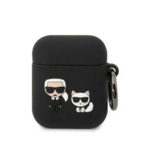 karl lagerfeld klaca2silkck airpods 1/2 cover czarny/black silicone karl & choupette