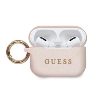 guess guacapsilgllp airpods pro cover jasnoróżowy/pink silicone glitter