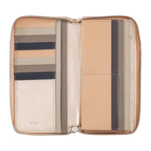 dudu duża skórzana portmonetka dla kobiet metal pink zip around rfid wallet credit card and coin holders pockets