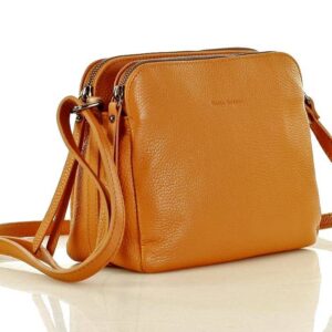 torebka skórzana crossbody listonoszka dwie komory - marco mazzini brąz camel