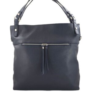 duży skórzany worek / shopper bag - a4 - granatowy