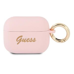 guess guapsssi airpods pro cover różowy/pink silicone vintage script
