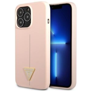 guess guhcp13lsltgp iphone 13 pro / 13 6,1" różowy/pink hardcase silicone triangle
