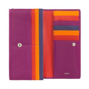 dudu leather rfid wallet colored 18 multi card large design high capacity purse with zip coin holder and snap