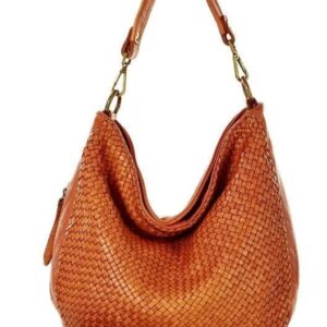 torebka skórzana pleciona na ramię high quality hobo leather bag - marco mazzini camel