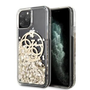 guess guhcn58lggitdgo iphone 11 pro złoty/gold hard case circle liquid glitter