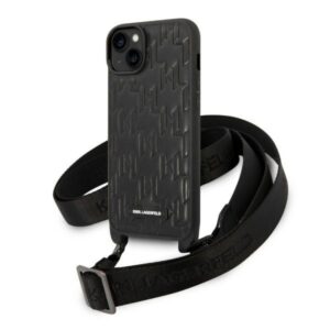 karl lagerfeld klhcp14mstmmk iphone 14 plus 6,7" hardcase czarny/black monogram plaque logo strap