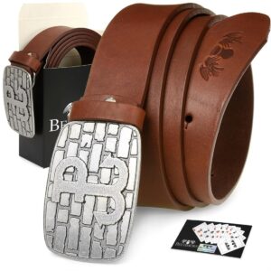 beltimore skórzany pasek męski koniak szeroki premium w32 : kolory - brązowy, beżowy, rozmiar pasków - r.90-105 cm